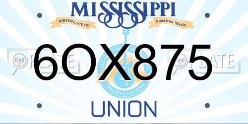 6OX875 Mississippi License Plate