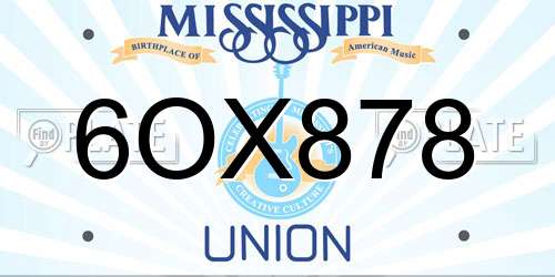 6OX878 Mississippi License Plate