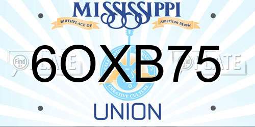 6OXB75 Mississippi License Plate