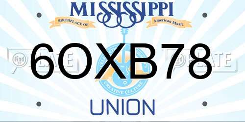 6OXB78 Mississippi License Plate