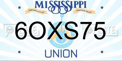 6OXS75 Mississippi License Plate