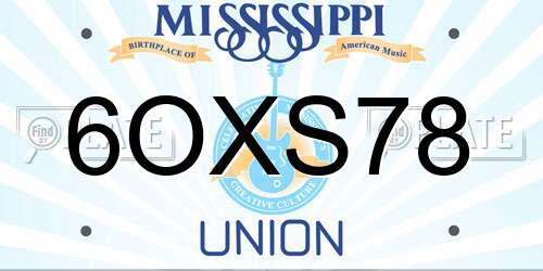6OXS78 Mississippi License Plate