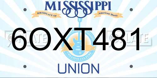 6OXT481 Mississippi License Plate