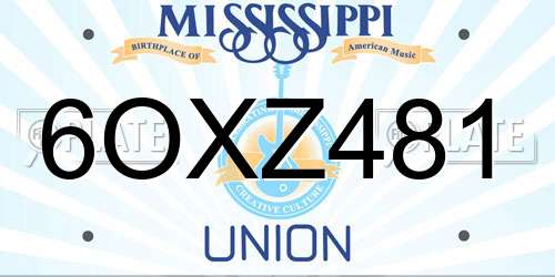 6OXZ481 Mississippi License Plate