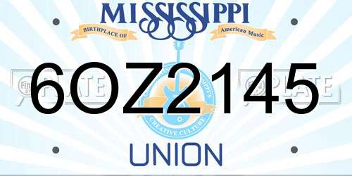 6OZ2145 Mississippi License Plate