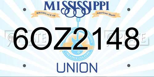 6OZ2148 Mississippi License Plate