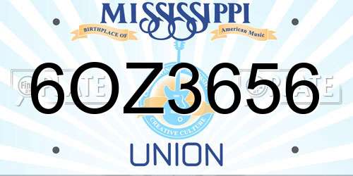 6OZ3656 Mississippi License Plate