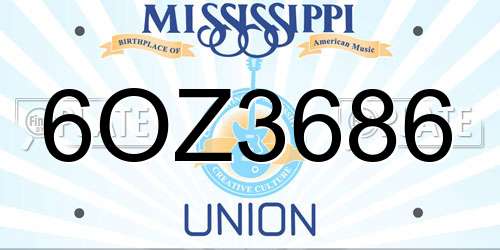 6OZ3686 Mississippi License Plate