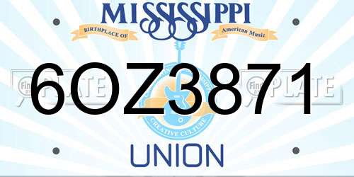 6OZ3871 Mississippi License Plate