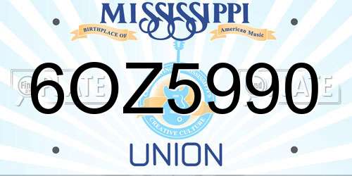 6OZ5990 Mississippi License Plate