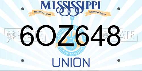 6OZ648 Mississippi License Plate