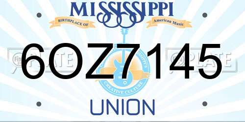 6OZ7145 Mississippi License Plate