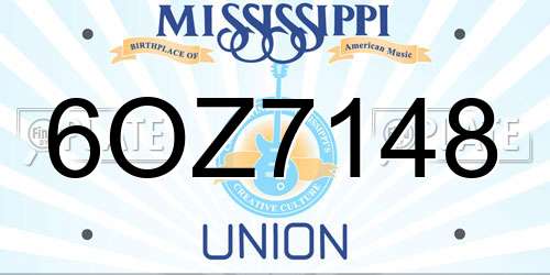 6OZ7148 Mississippi License Plate