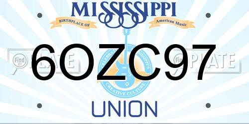 6OZC97 Mississippi License Plate
