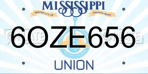 6OZE656 Mississippi License Plate