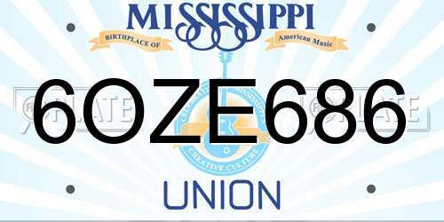 6OZE686 Mississippi License Plate