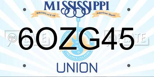 6OZG45 Mississippi License Plate