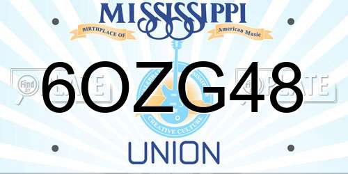 6OZG48 Mississippi License Plate