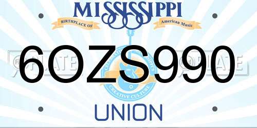 6OZS990 Mississippi License Plate