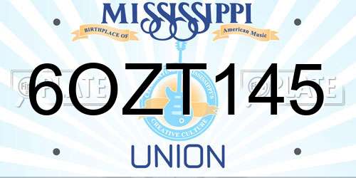 6OZT145 Mississippi License Plate
