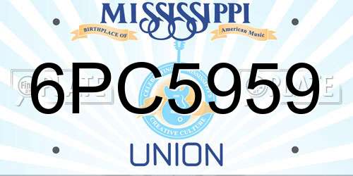 6PC5959 Mississippi License Plate