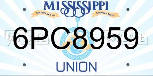 6PC8959 Mississippi License Plate