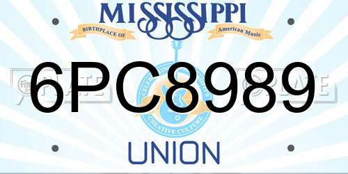 6PC8989 Mississippi License Plate