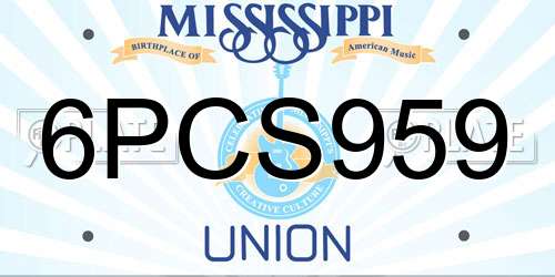 6PCS959 Mississippi License Plate
