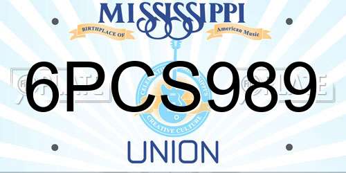 6PCS989 Mississippi License Plate