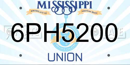 6PH5200 Mississippi License Plate