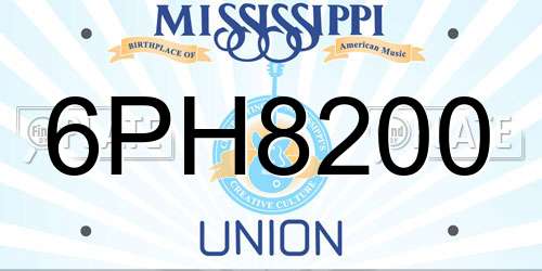 6PH8200 Mississippi License Plate