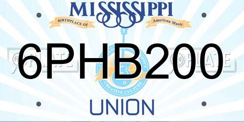 6PHB200 Mississippi License Plate