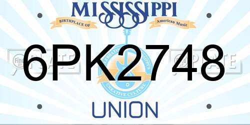 6PK2748 Mississippi License Plate