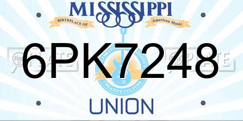 6PK7248 Mississippi License Plate