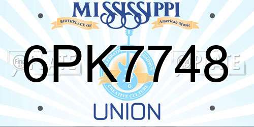 6PK7748 Mississippi License Plate