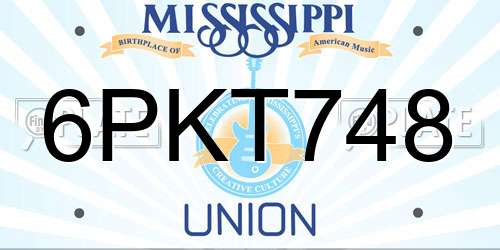 6PKT748 Mississippi License Plate