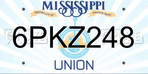 6PKZ248 Mississippi License Plate