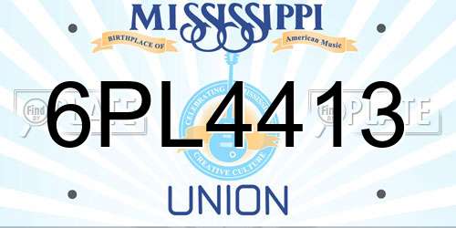 6PL4413 Mississippi License Plate