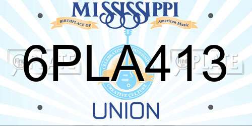 6PLA413 Mississippi License Plate