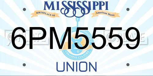 6PM5559 Mississippi License Plate