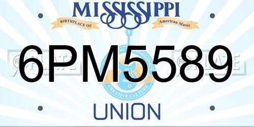 6PM5589 Mississippi License Plate