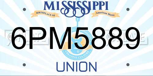 6PM5889 Mississippi License Plate