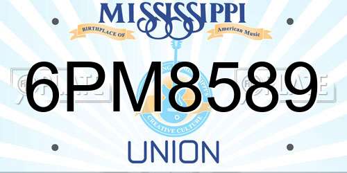 6PM8589 Mississippi License Plate