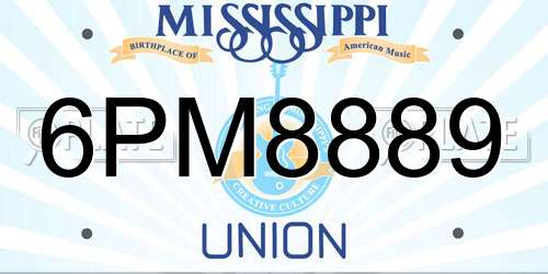 6PM8889 Mississippi License Plate