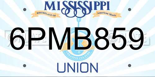 6PMB859 Mississippi License Plate