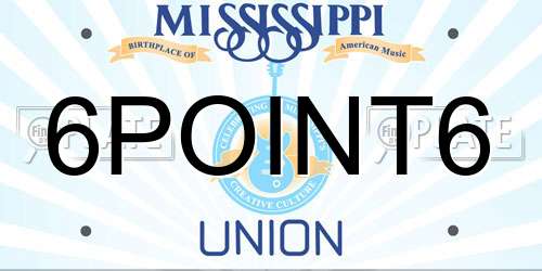 6POINT6 Mississippi License Plate