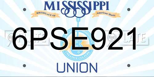 6PSE921 Mississippi License Plate