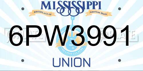 6PW3991 Mississippi License Plate