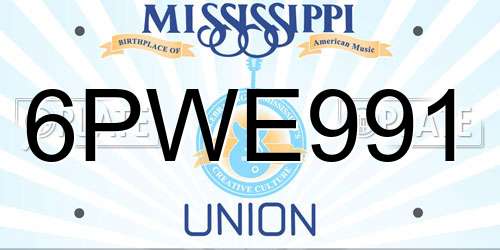 6PWE991 Mississippi License Plate