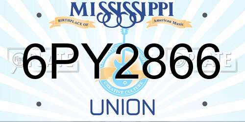 6PY2866 Mississippi License Plate